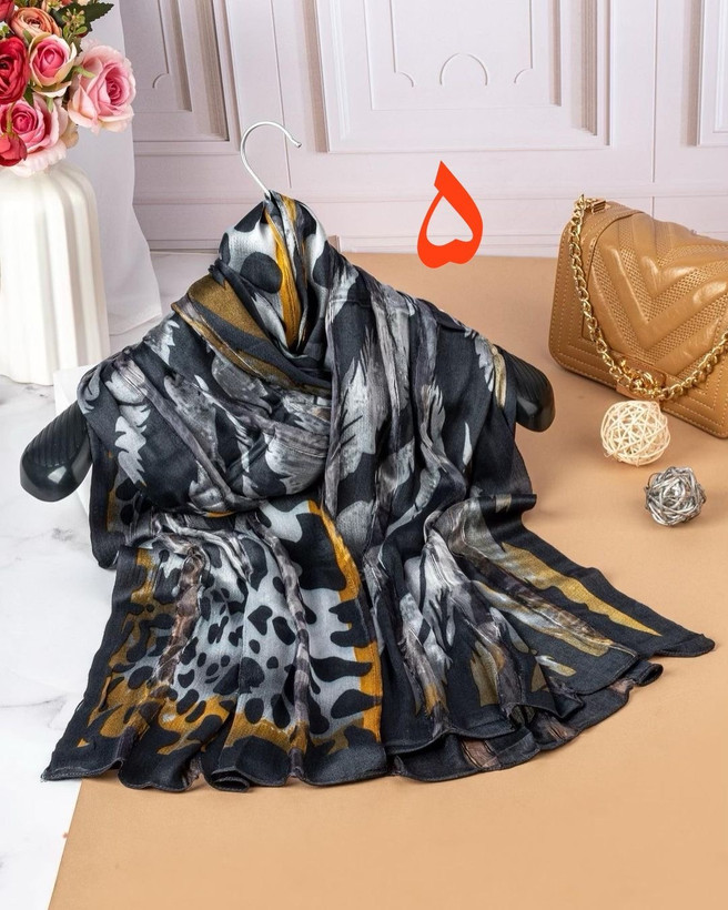 شال ابریشم میله ای پلنگی وارداتی