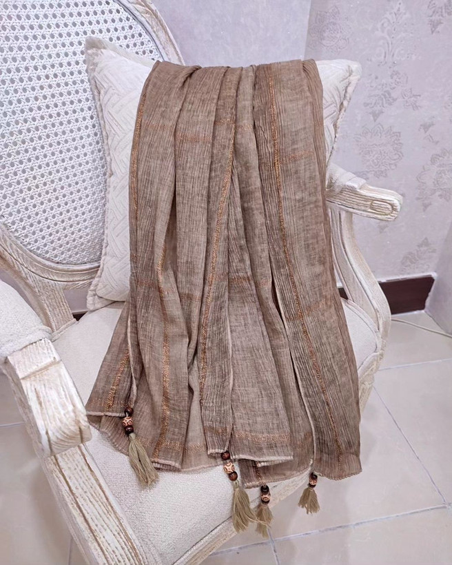 شال نخی چهارخونه طلاکوب وارداتی