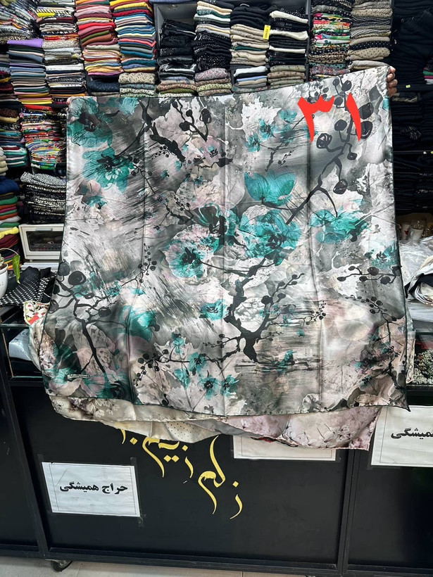 روسری ابریشم مامی دست دوز قواره ۱۰۰