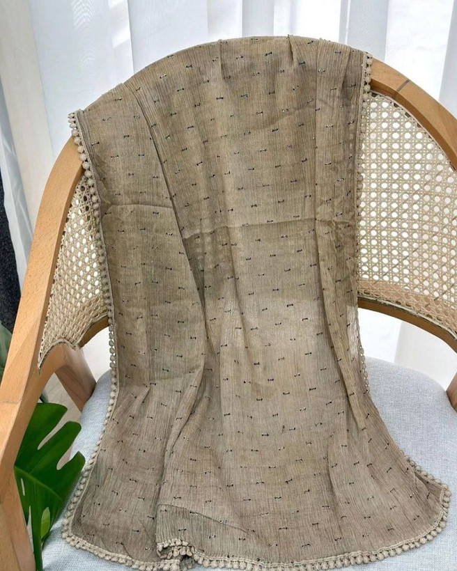 شال پلیسه وارداتی مورچه ای دور سکه ای