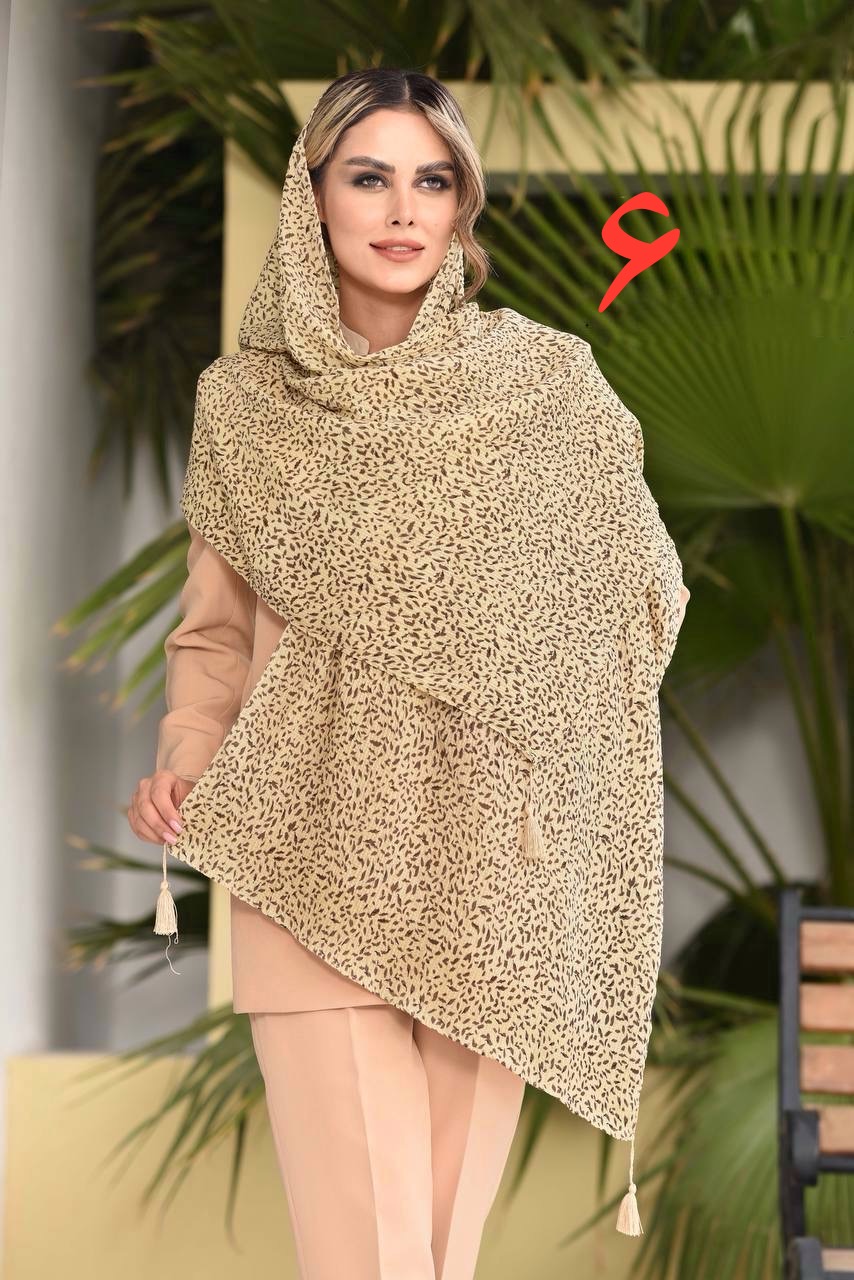 شال پلیسه نخی کریشه منگوله دار