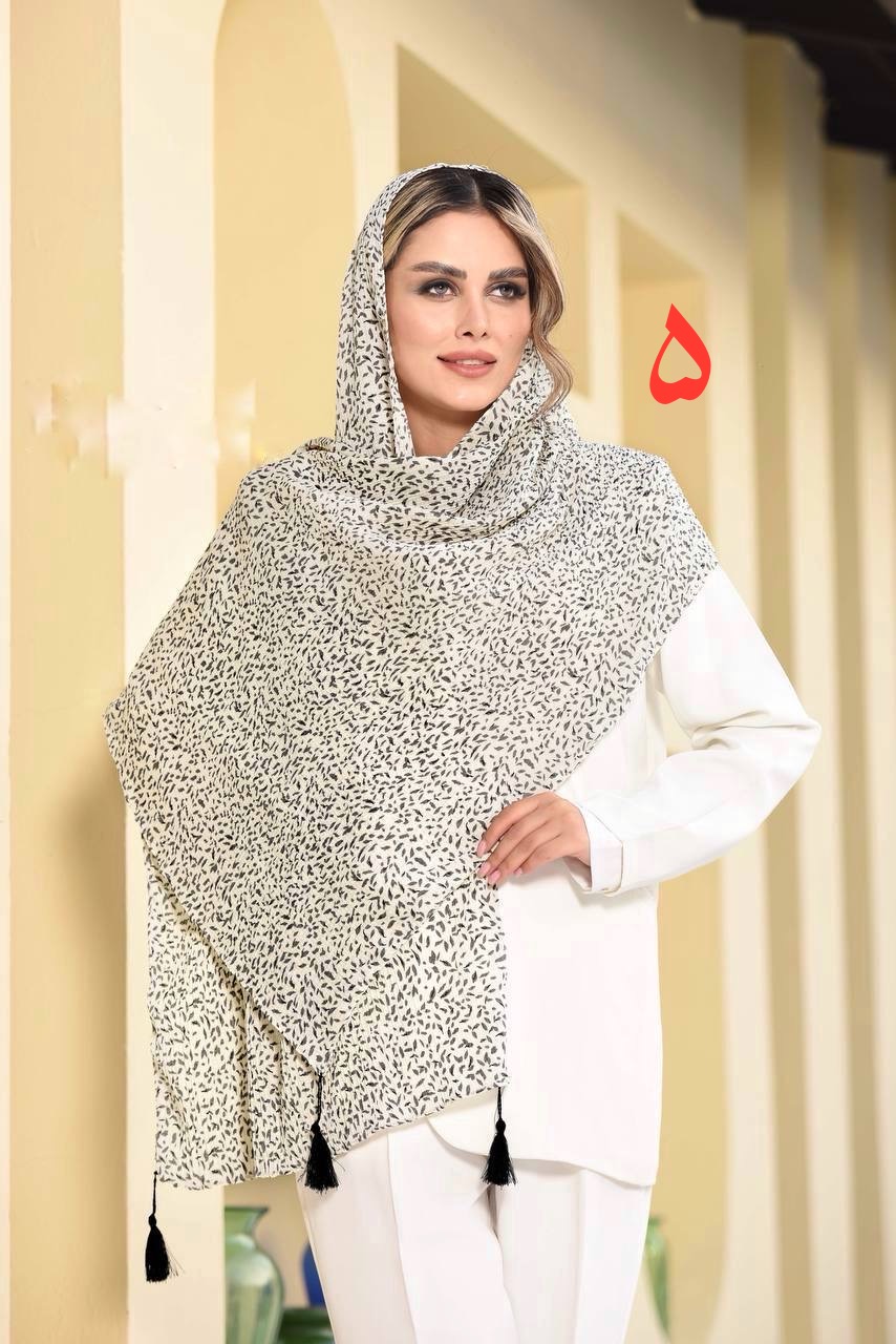 شال پلیسه نخی کریشه منگوله دار