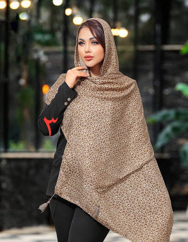 شال نخی گلریز منگوله دار