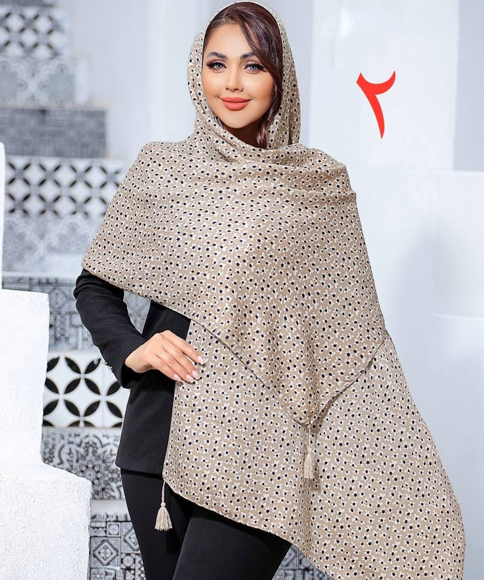 شال نخی گلریز منگوله دار