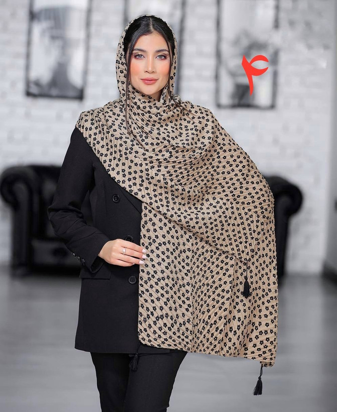 شال پلیسه گلریز منگوله دار