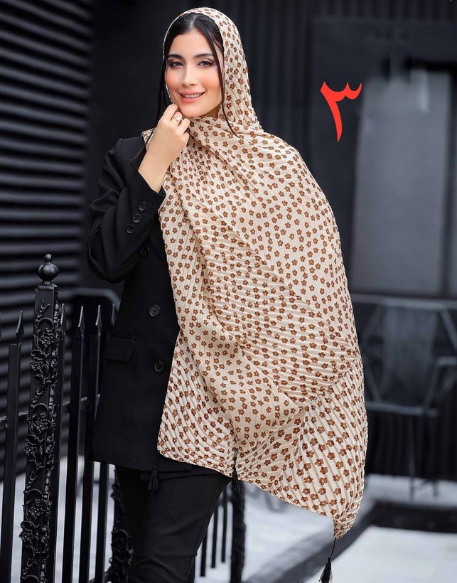 شال پلیسه گلریز منگوله دار