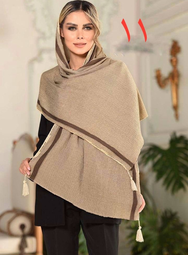 شال پلیسه نخی میکس کرم جنس اعلا