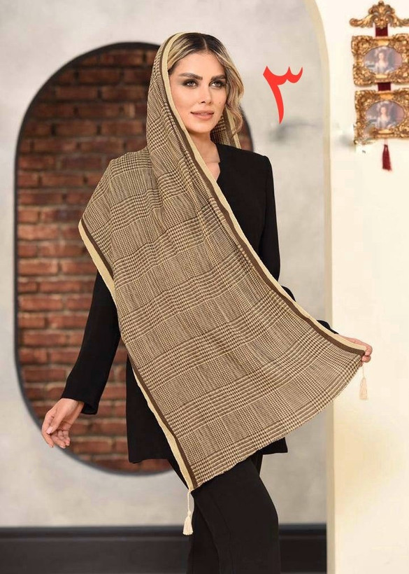 شال پلیسه نخی میکس کرم جنس اعلا