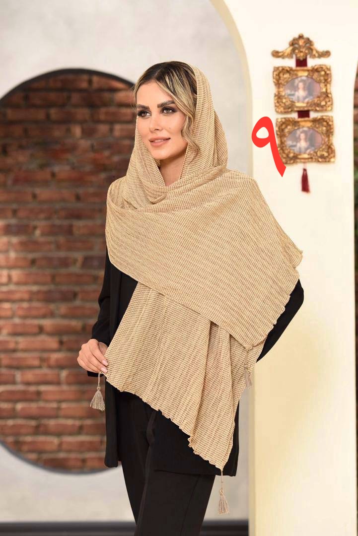 شال پلیسه نخی میکس کرم جنس اعلا