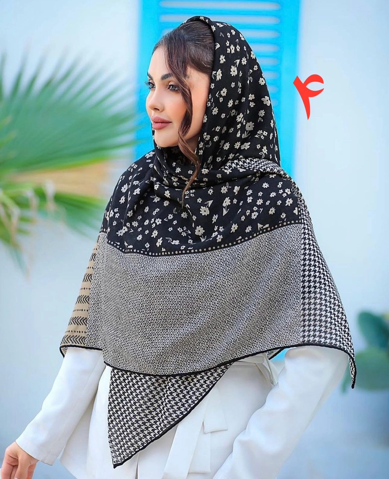 روسری نخی گارزا دست دوز بلند