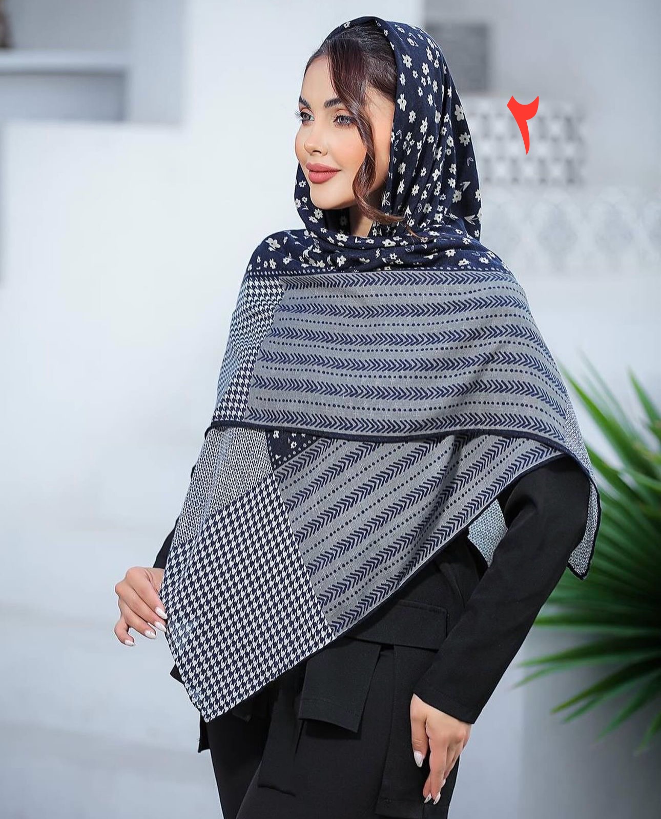 روسری نخی گارزا دست دوز بلند