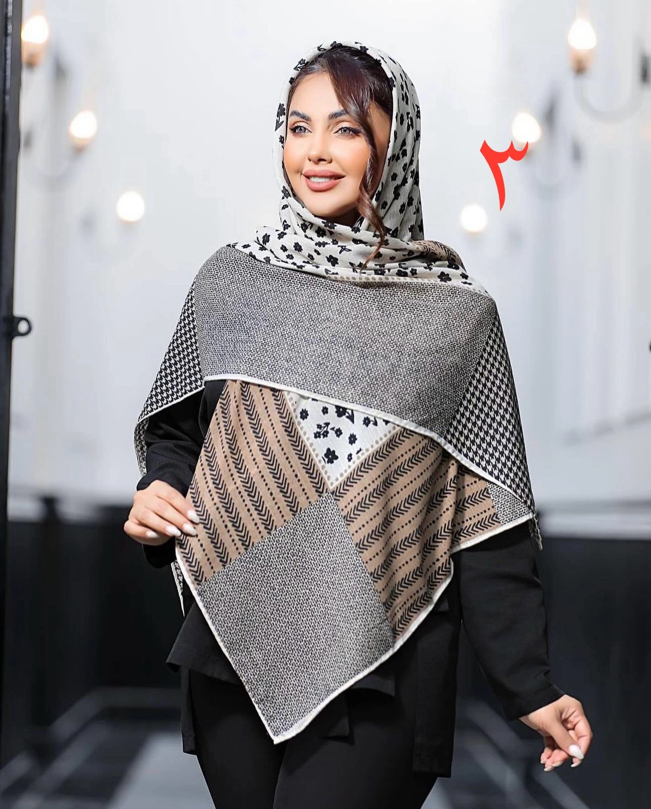 روسری نخی گارزا دست دوز بلند