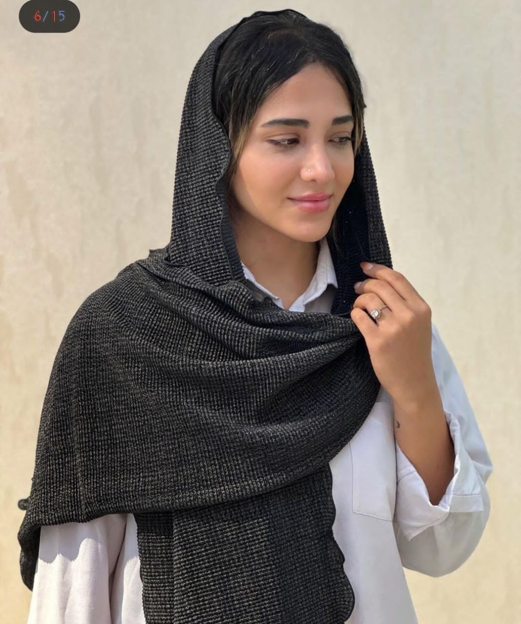 شال مجلسی دولایه دورو مشکی و کرم میکس وارداتی