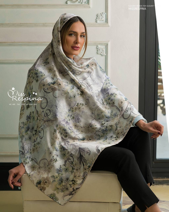 روسری ابریشم مامی دست دوز وارداتی قواره ۱۰۰ با تنوع خیلی زیاد