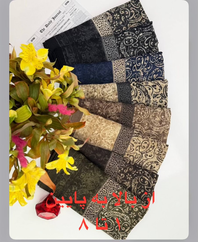 روسری نخی زنبوری طرح ترمه قواره ۱۱۰